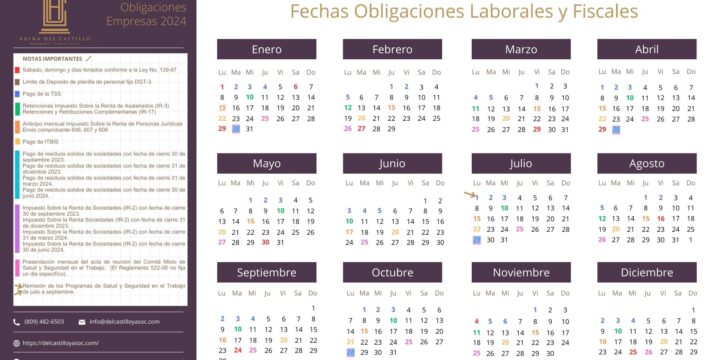 Calendario Anual de obligaciones laborales y fiscales 2024